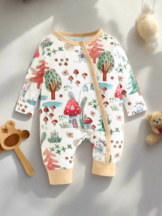 Baby Boy's Sweet Watercolour Mushroom Print Bodysuit