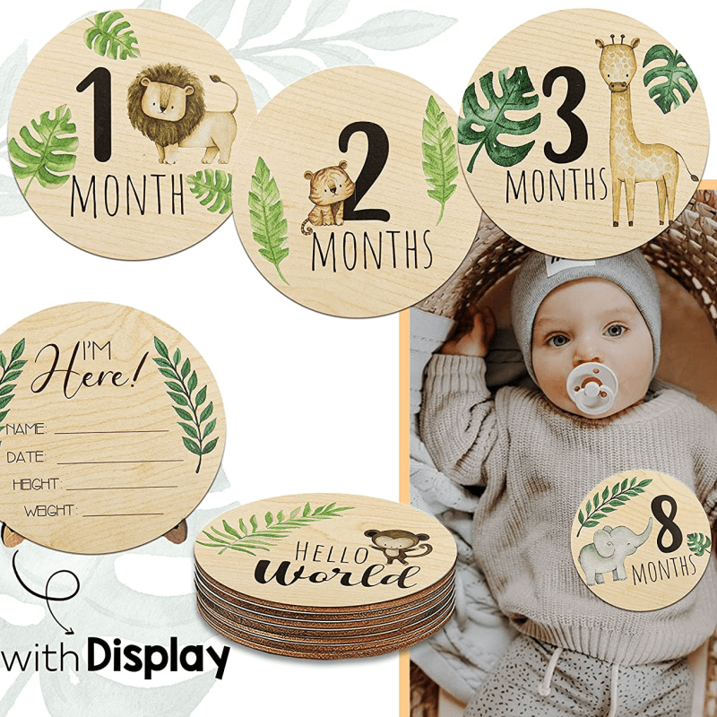 Wooden Baby Monthly Milestone Cards