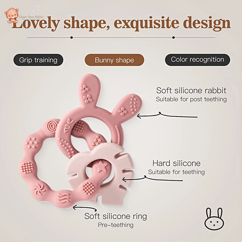 Food Grade Silicone Rabbit Teether - Soothes Teething Pain (0-3 Years)