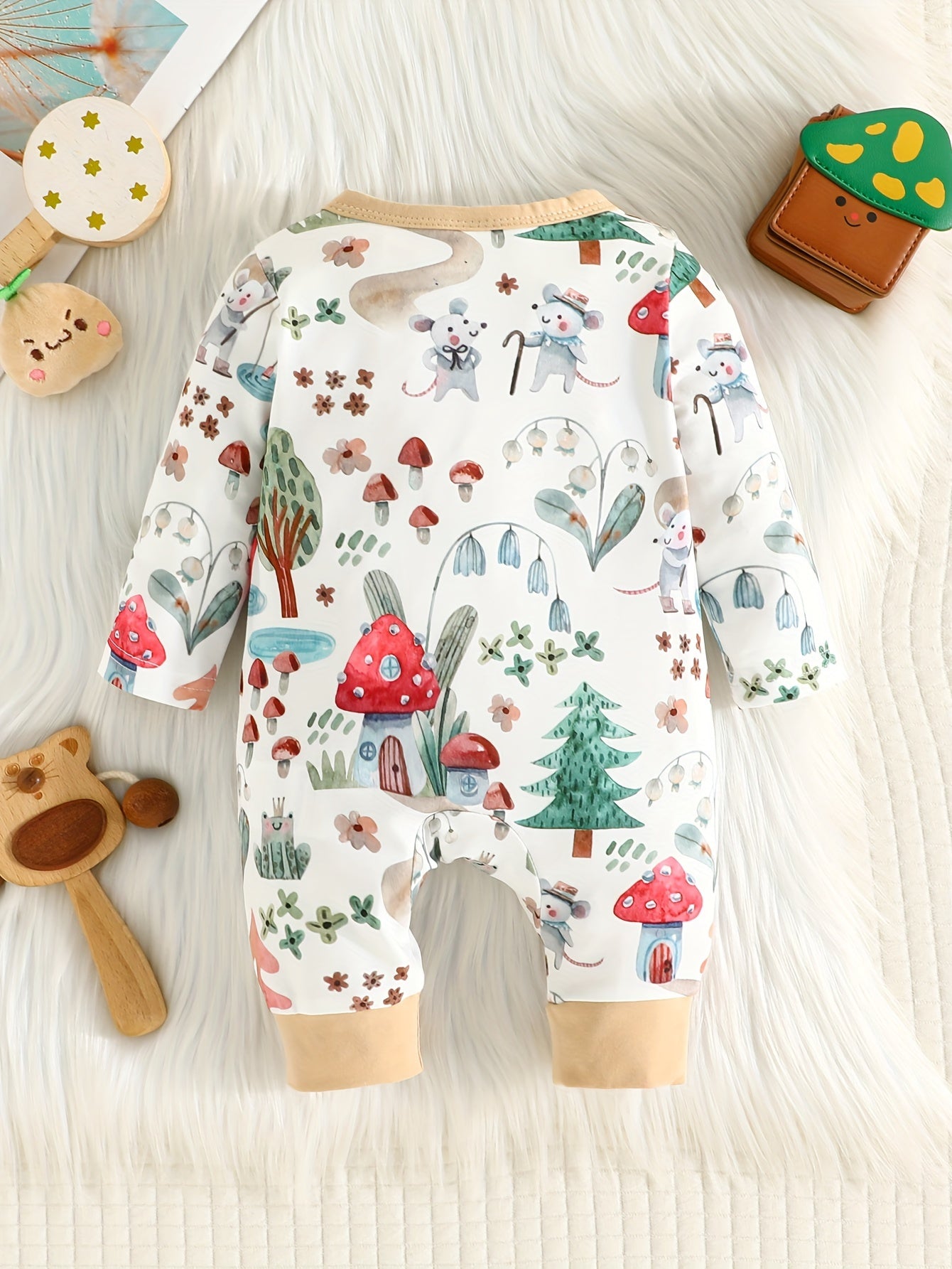 Baby Boy's Sweet Watercolour Mushroom Print Bodysuit