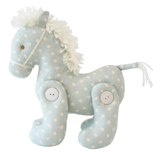 Alimrose Jointed Pony - Duck Egg Blue and White Spots - 22cm