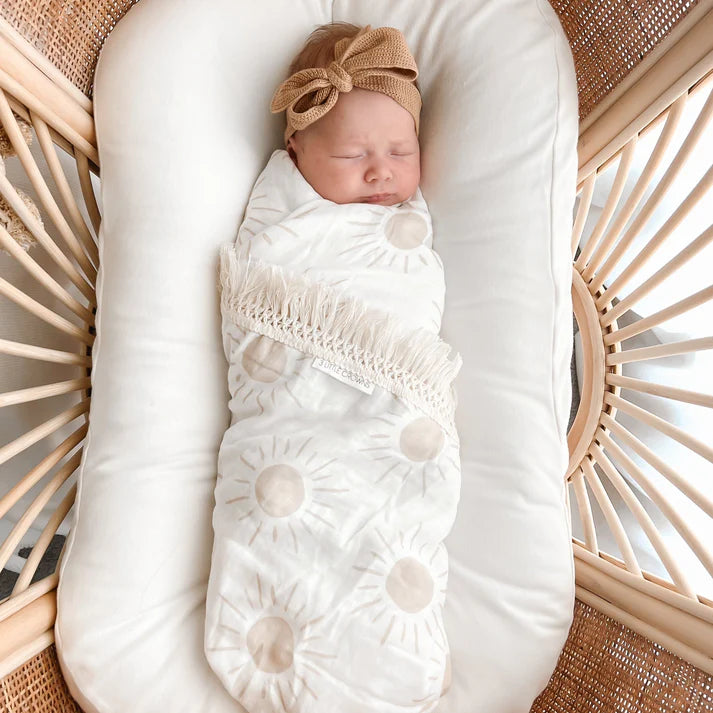 Fringed Swaddle Sun design Blanket