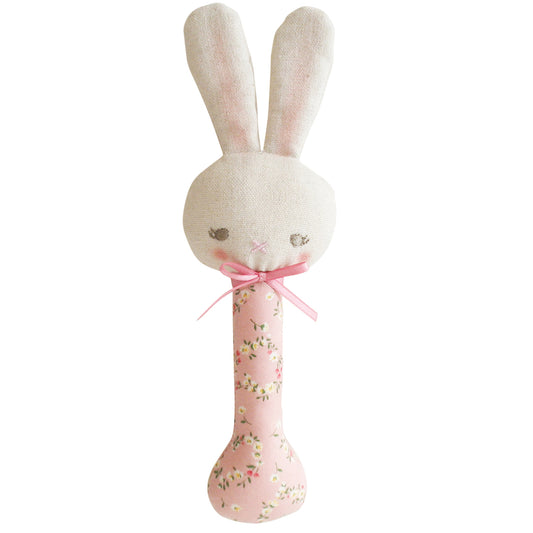 Alimrose Baby Bunny Stick Rattle -  Rose Garden