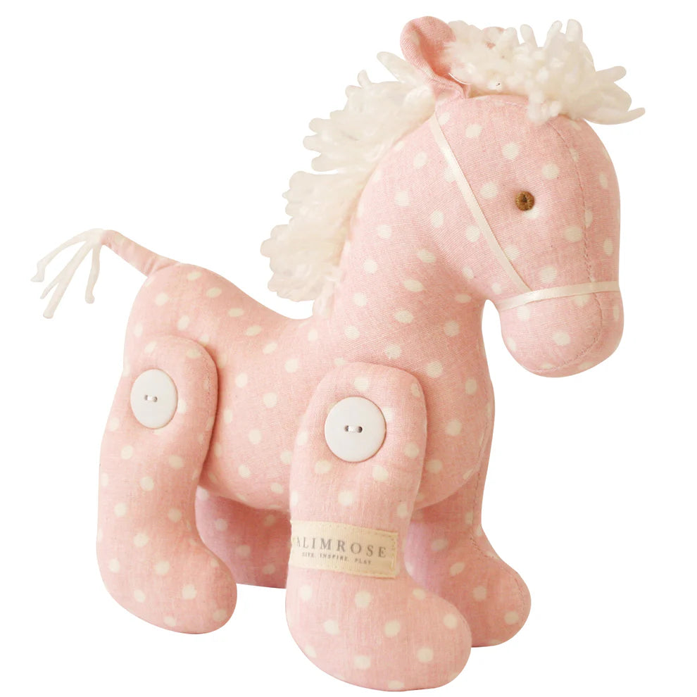 Alimrose Jointed Pony - Pink White Spot - 22cm