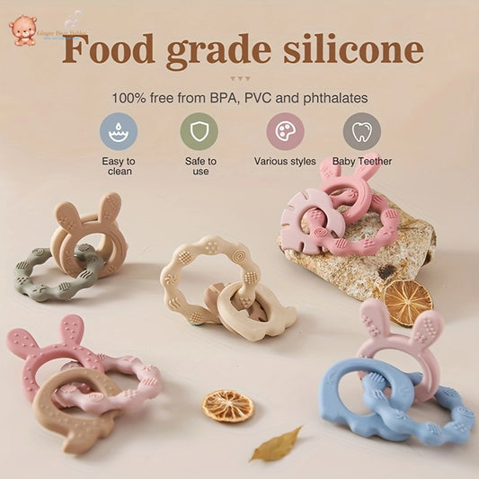 Food Grade Silicone Rabbit Teether - Soothes Teething Pain (0-3 Years)